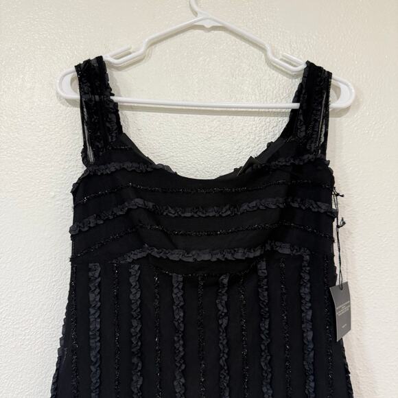 NWT Robin Jordan Black Sequin Metallic Mini Dress Club Formal Sleeveless Size 2 - Picture 2 of 7